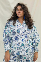 Minutiae - Celeste - Pure Cotton Slub - White/Blue - 2 Piece